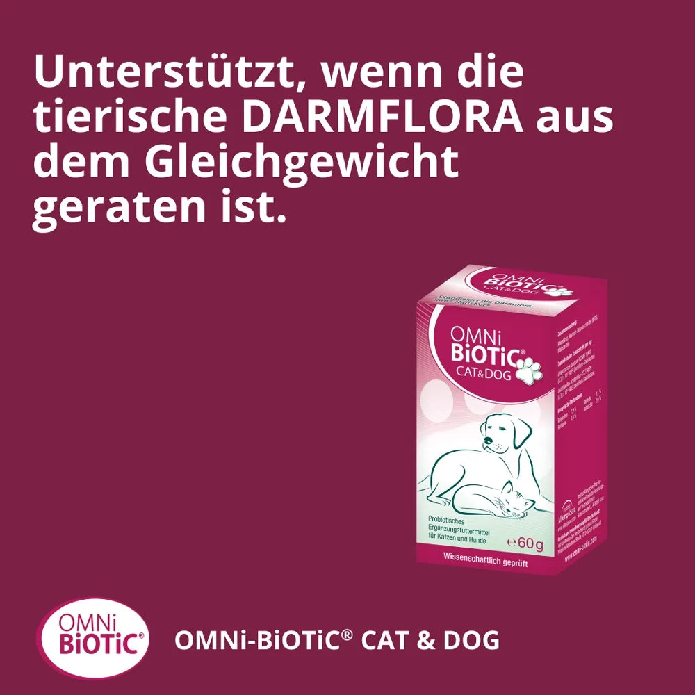 Unterstützt, wenn die tierische Darmflora aus dem Gleichgewicht geraten ist.