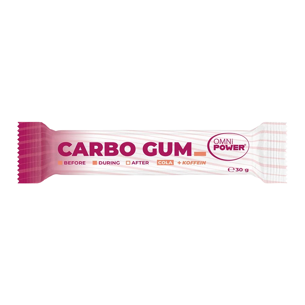 Eine Packung OMNi-POWER CARBO GUM Cola + Koffein, 1 Stück