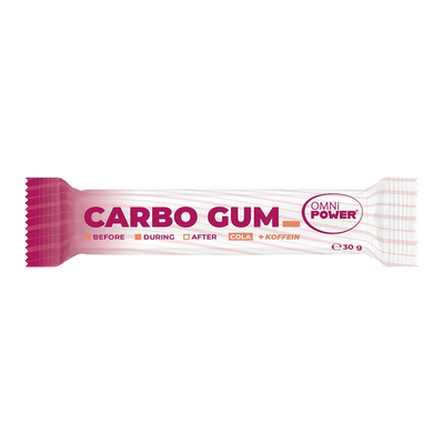 Eine Packung OMNi-POWER CARBO GUM Cola + Koffein, 1 Stück