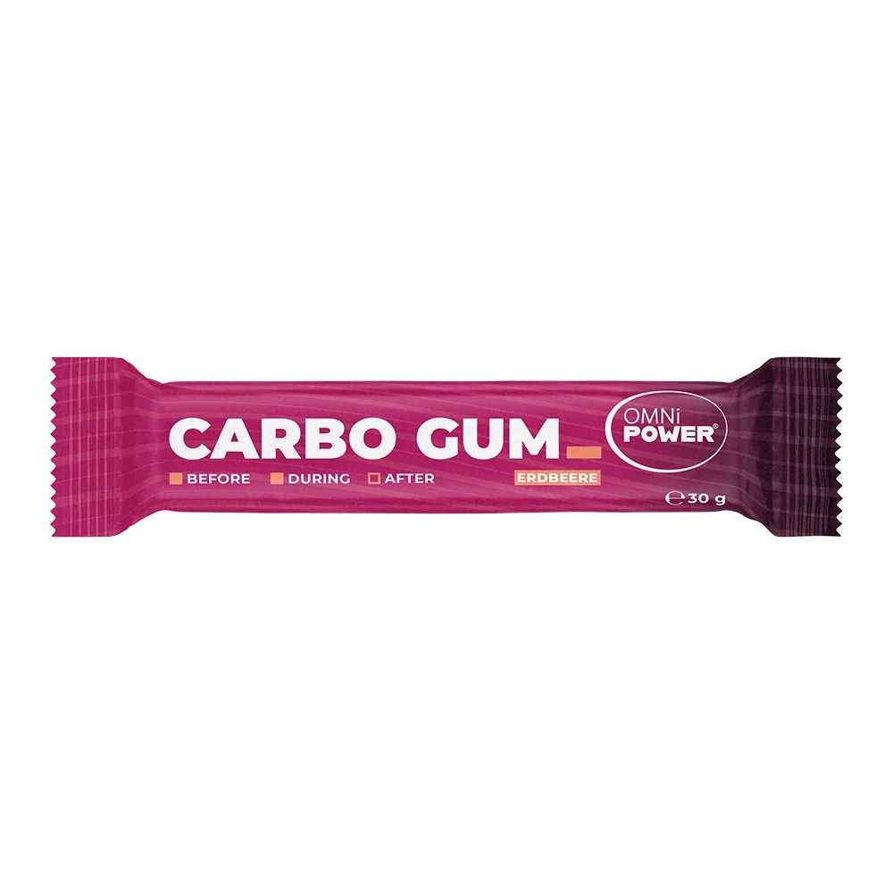 Eine Packung OMNi-POWER CARBO GUM Erdbeere, 1 Stück