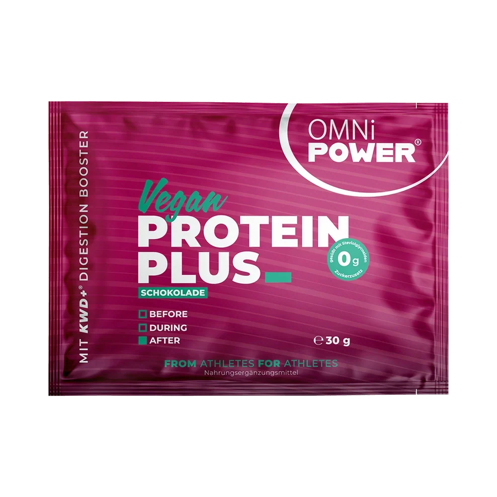 Eine Packung OMNi-POWER PROTEIN PLUS, Schokolade Sachet 30 Gramm