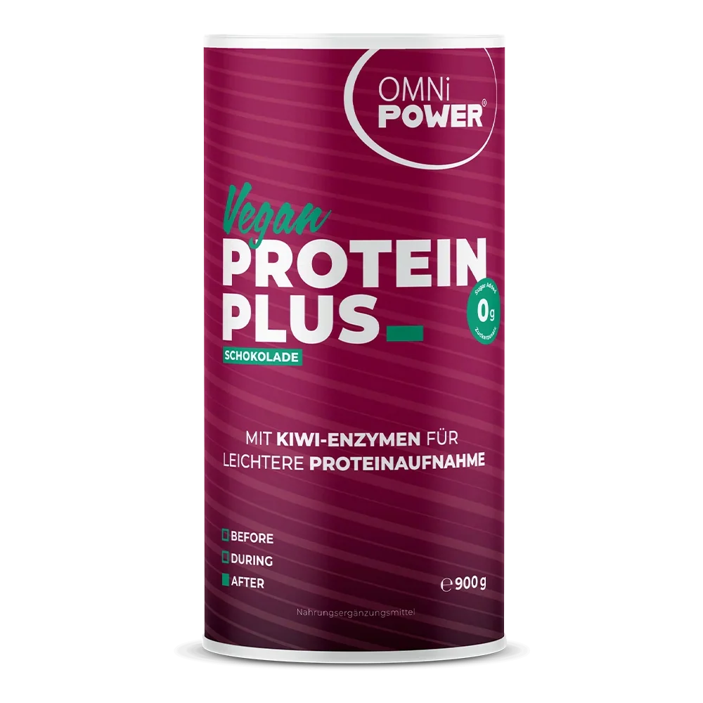 Eine Packung OMNi-POWER PROTEIN PLUS, Schokolade 900 Gramm